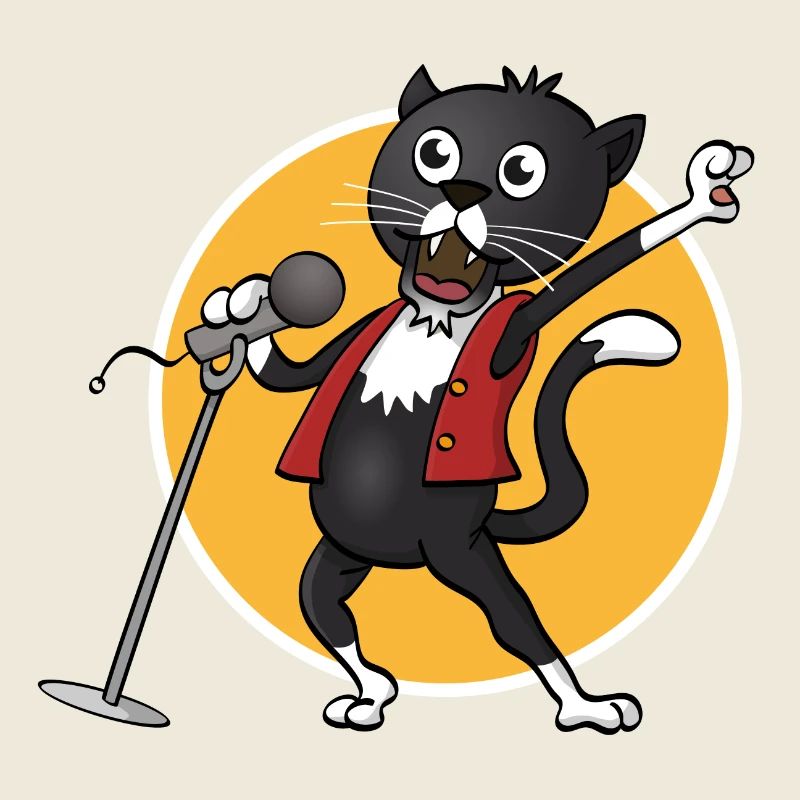 Die fröhlich singende singende schwarze Katze