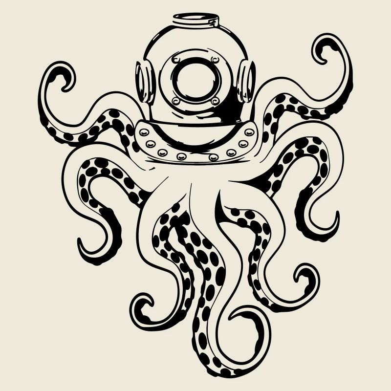 Octopus with diving helmet