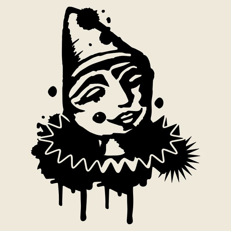 Portrait of a melancholic clown as graffiti