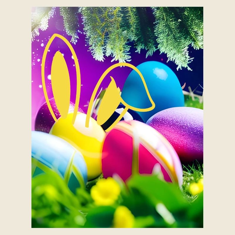 Easter Eggs with Bunny Outline Bunny Ears