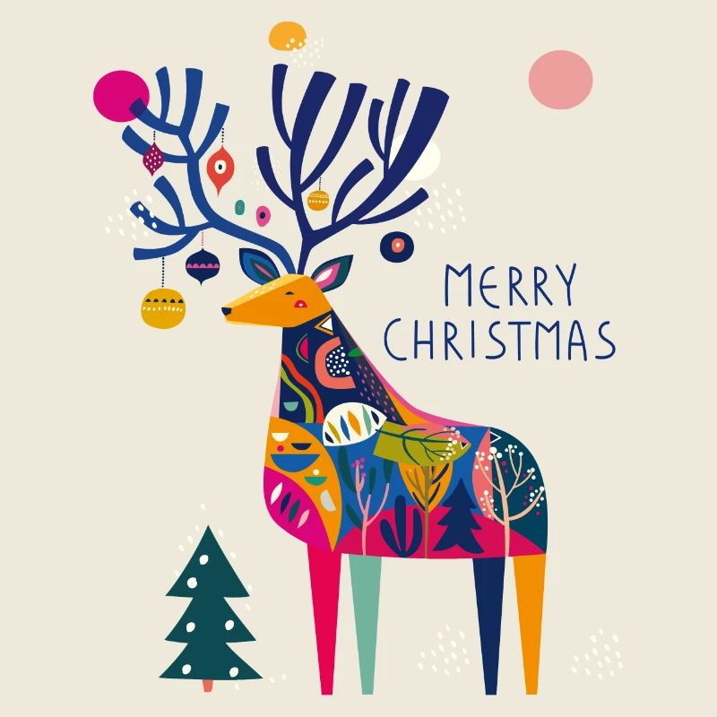 Cerf avec boules de Noël