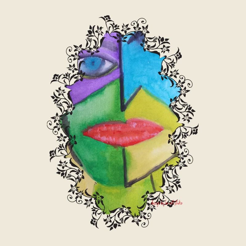 Portrait de visage coloré abstrait