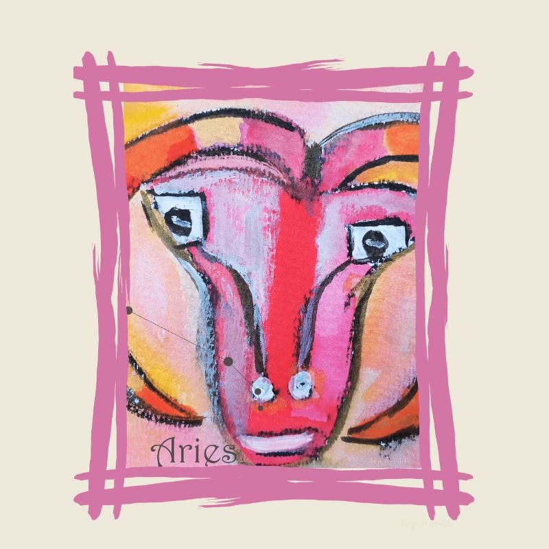 Widder Tierkreis - Farbenfrohe expressionistische Kunst