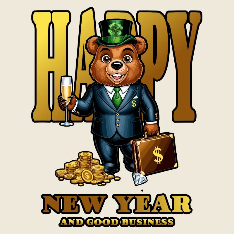 Neujahr Glücks Bär