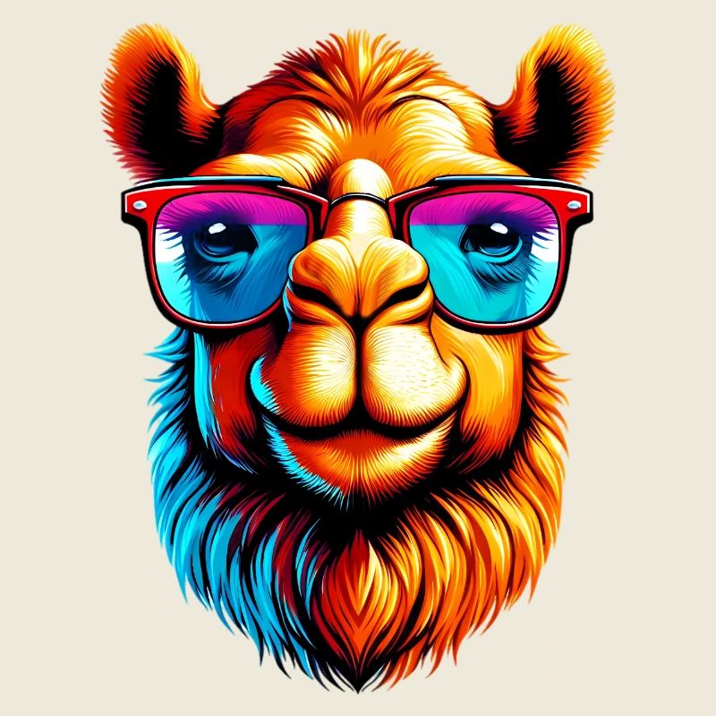 Camel avec lunettes de soleil