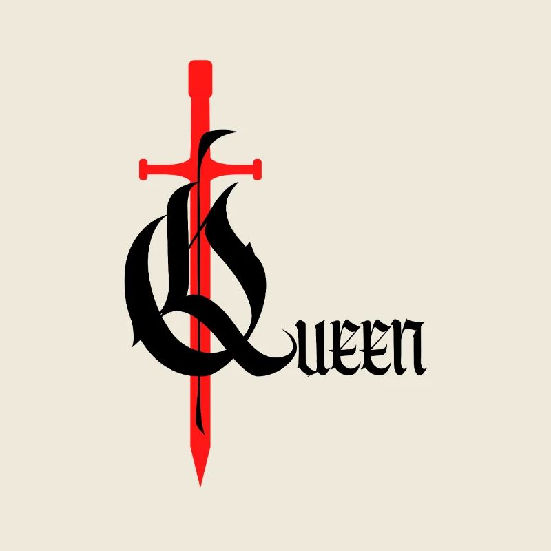 Gothique Queen Design avec épée avec texte noir