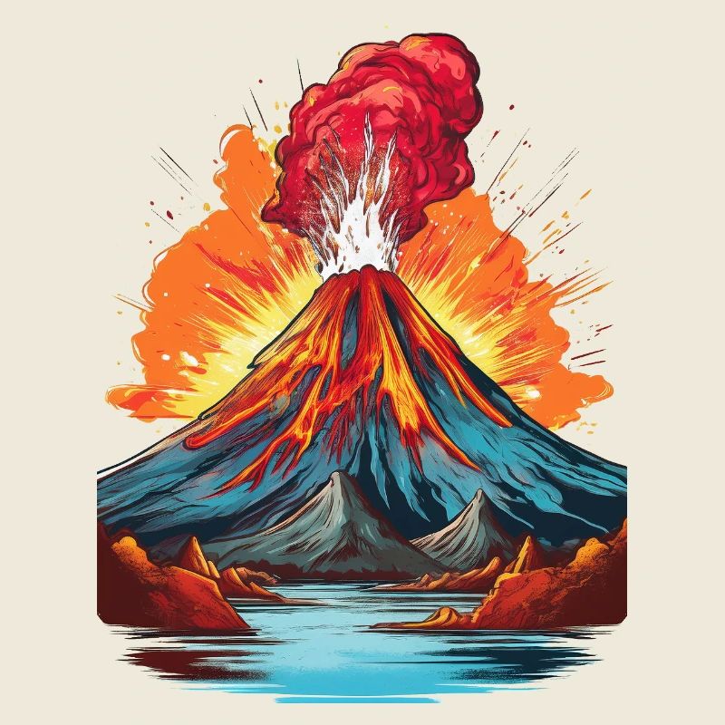 Éruption volcanique avec coulée de lave