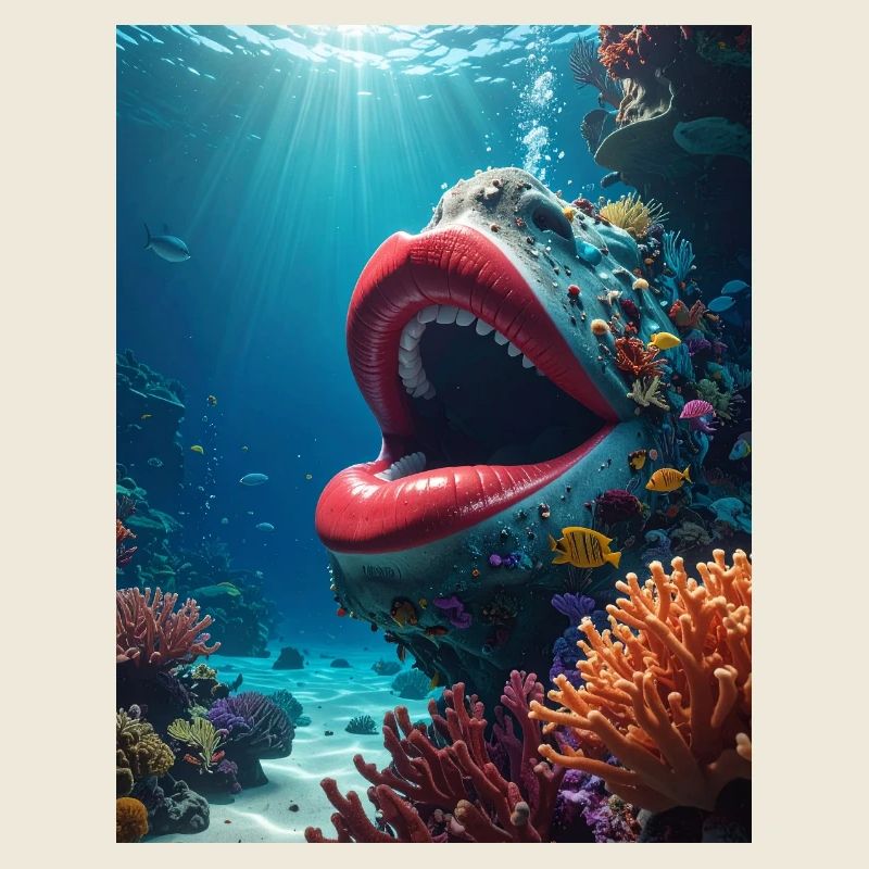 Bouche sous-marine : Empreinte de lèvre géante