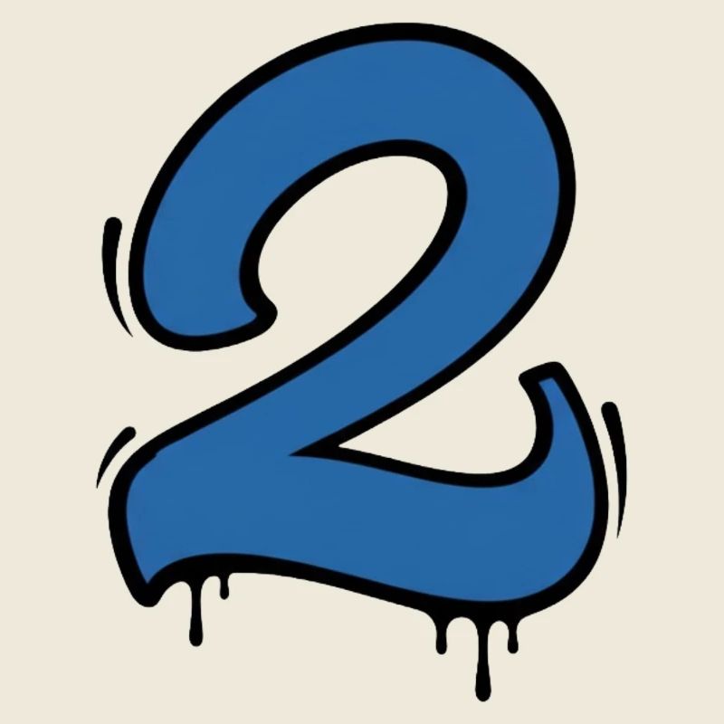 Graffiti Zahl 2 Blau