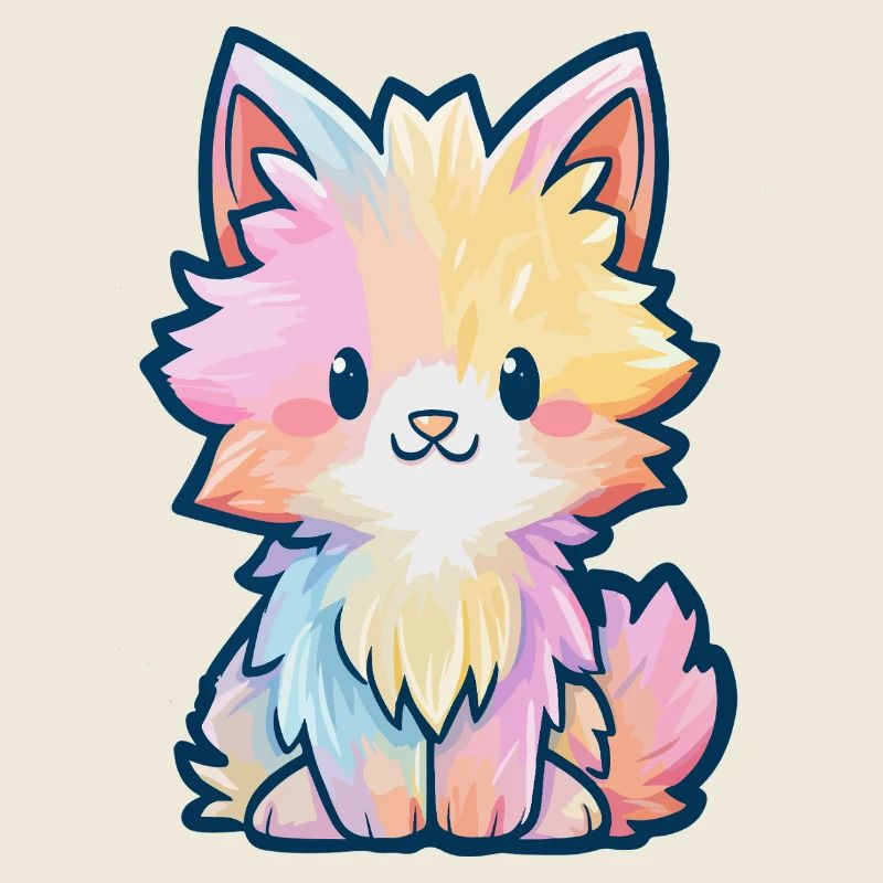 Pastel Rainbow Fluff Kitten