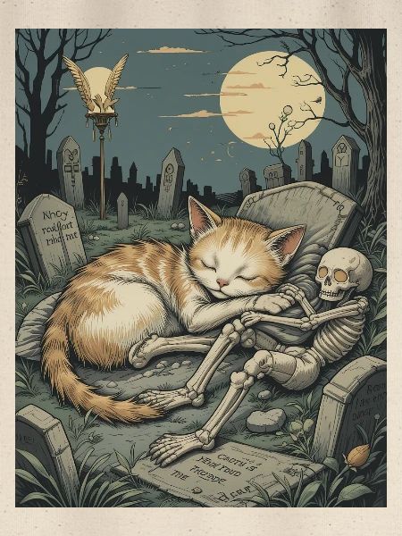 Moonlit Graveyard Kitten