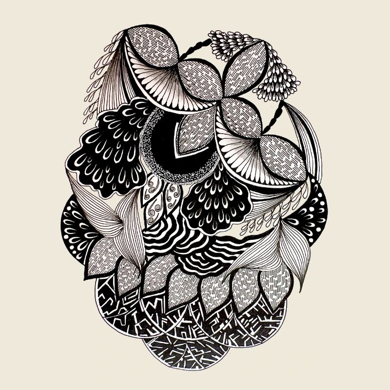 Motif de feuilles noir et blanc Conception du cercle