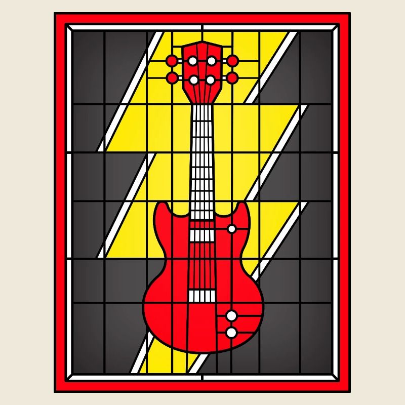 Rote E-Gitarre im Neon Bolt Grid