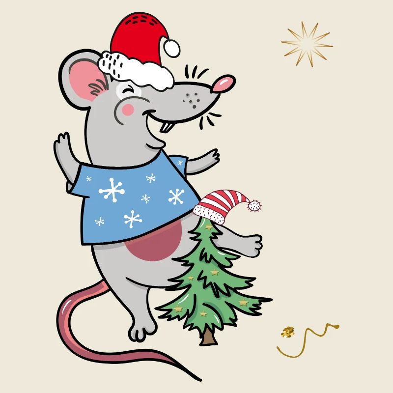 Christmas Mouse with Christmas Tree