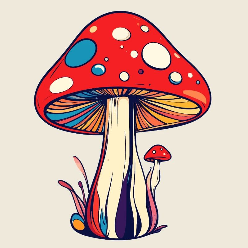 Colorful Flies Mushroom Psychedelic Pattern Mushrooms