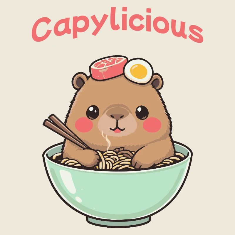 Ramen Capybara Rose – Chemise Mignonne Kawaii