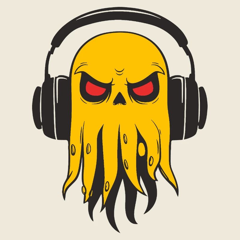 Gelber Tentakel mit Kopfhörern