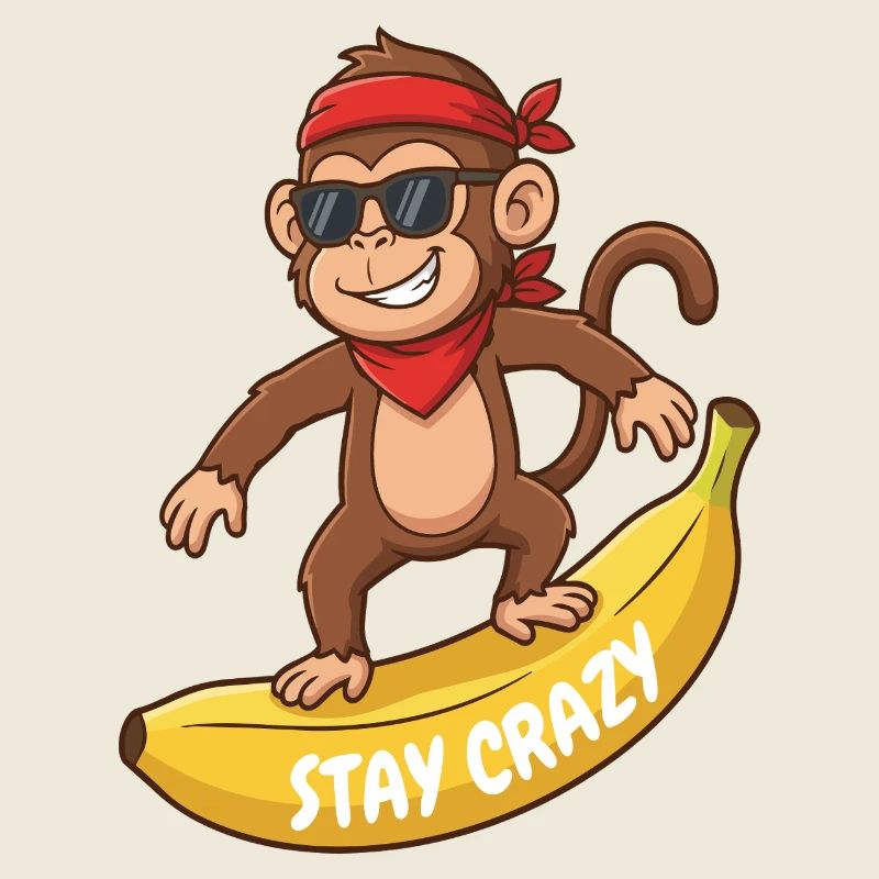 Reste fou, singe sur banane