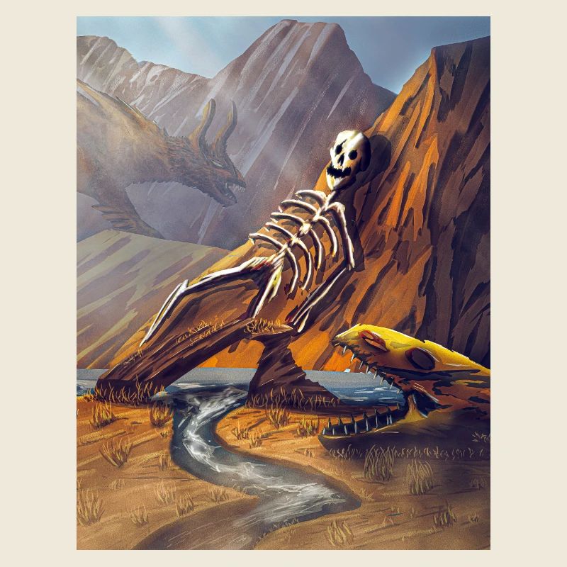 Dragon skeleton in cannon