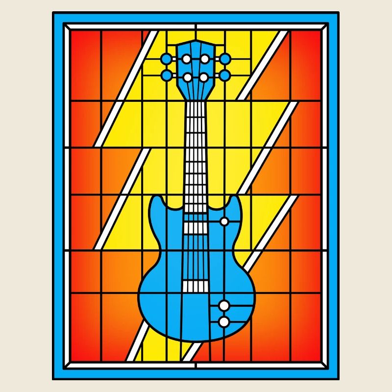 Guitare bleue vitral