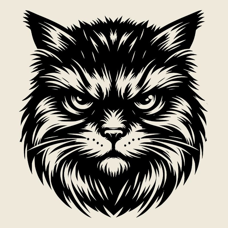 Portrait de chat mignon en noir et blanc