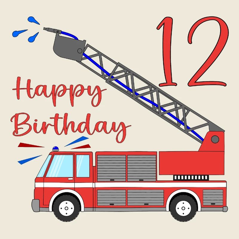 Camion de pompiers Joyeux anniversaire 12