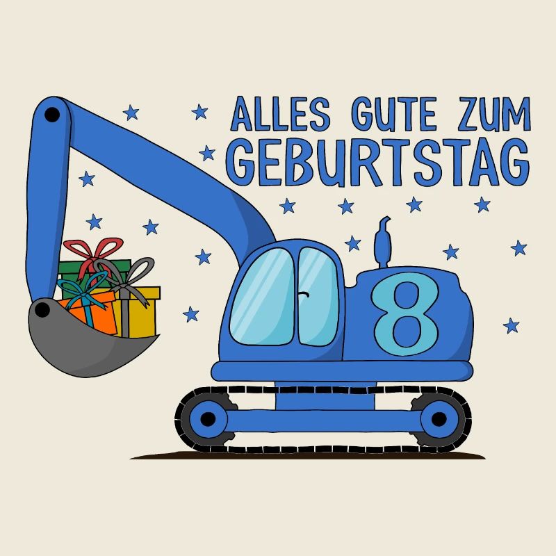 Bagger Kinder 8. Geburtstag Alles Gute Blau