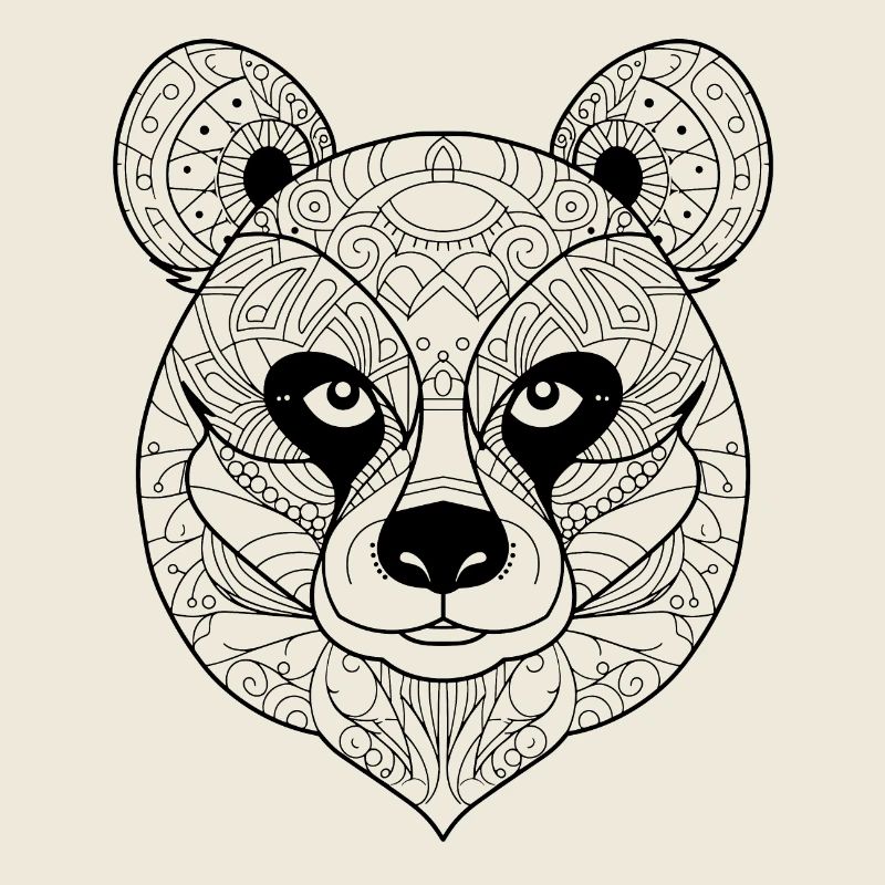 Abstract Panda Essence: Intricate Line Art Interpr