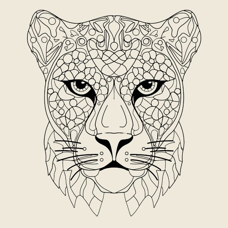 Abstract Leopard Essence: Intricate Line Art Inter