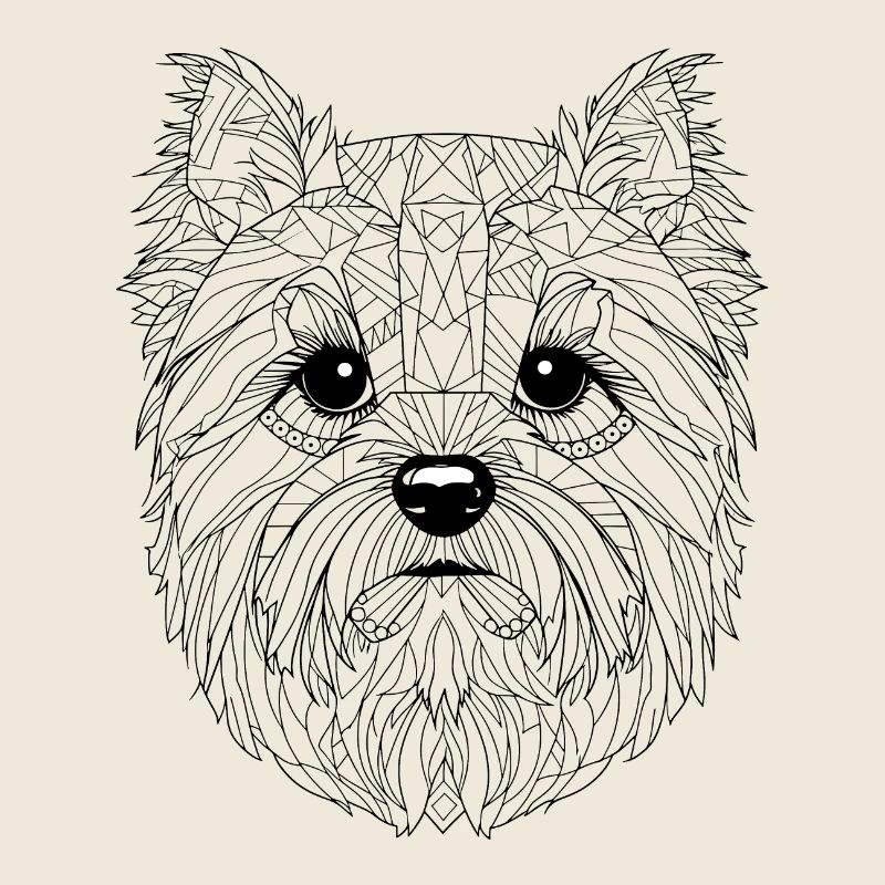 Yorkshire Terrier géométrique : Art au trait canin
