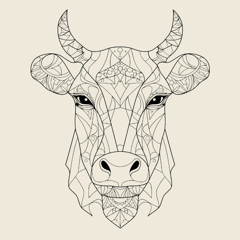 Beauté bovine complexe : Art géométrique de la vache