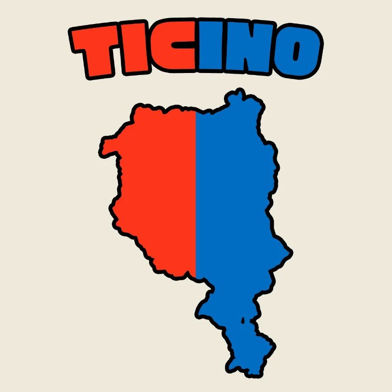 Ticino Map Red-Blue