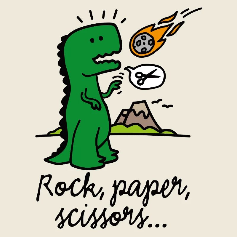 Ciseaux en papier de roche T-rex drôle de comète de dinosaure