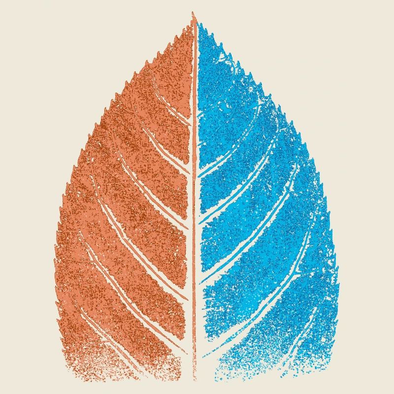 Feuille - Bleu / Rouge - Feuille de hêtre