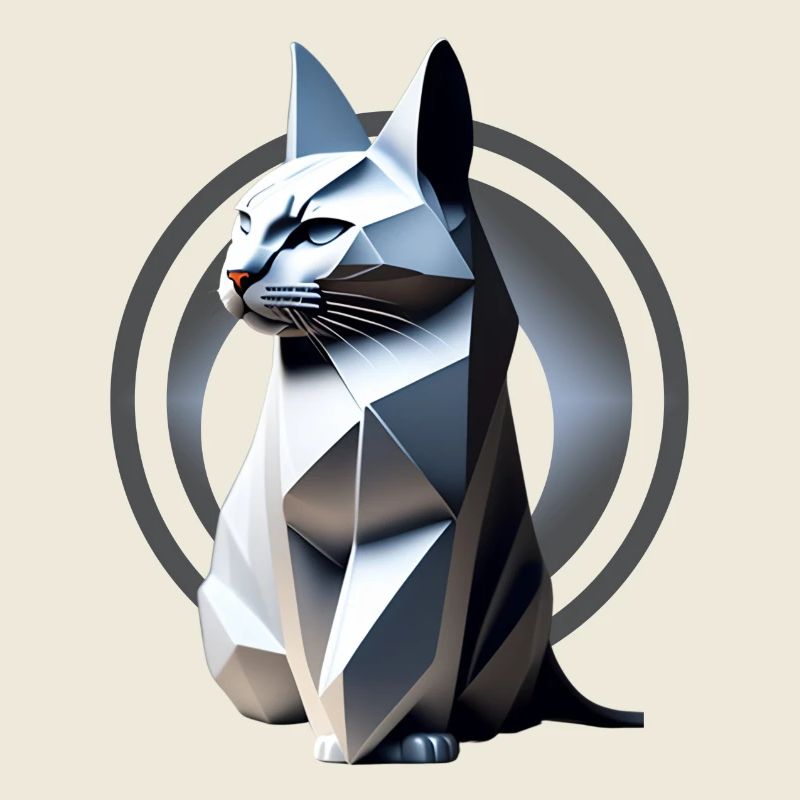 Graue Katze im Origami-Stil
