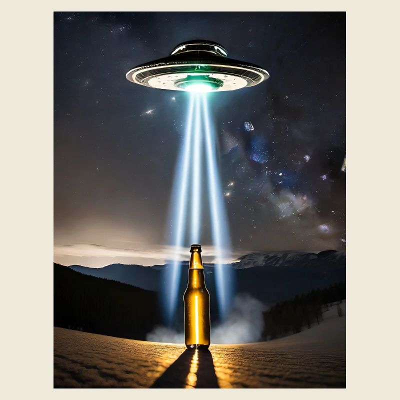 alien abduction beer pun I want to beerlieve