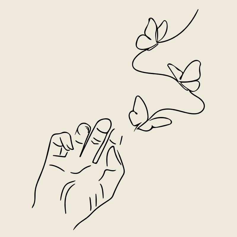 Butterfly Hand Line Art - Minimalist