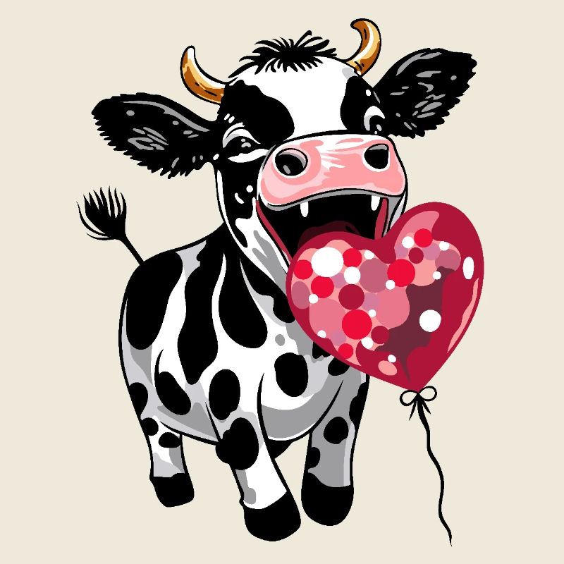 Süßes Kälbchen mit Herzluftballon - Lustiges Kalb 