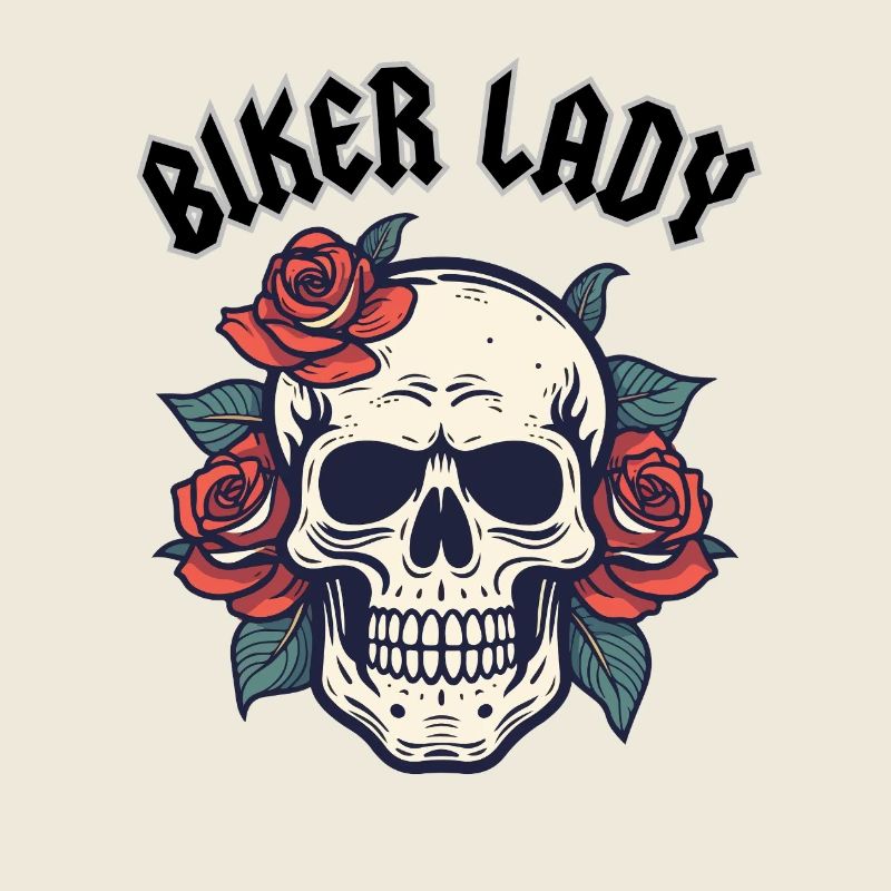 BIKER LADY WITH ROSE
