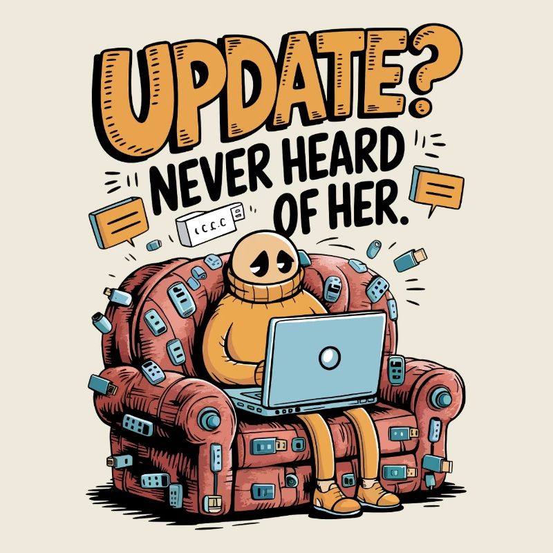 Update Overload – Funny Tech Couch Potato Design