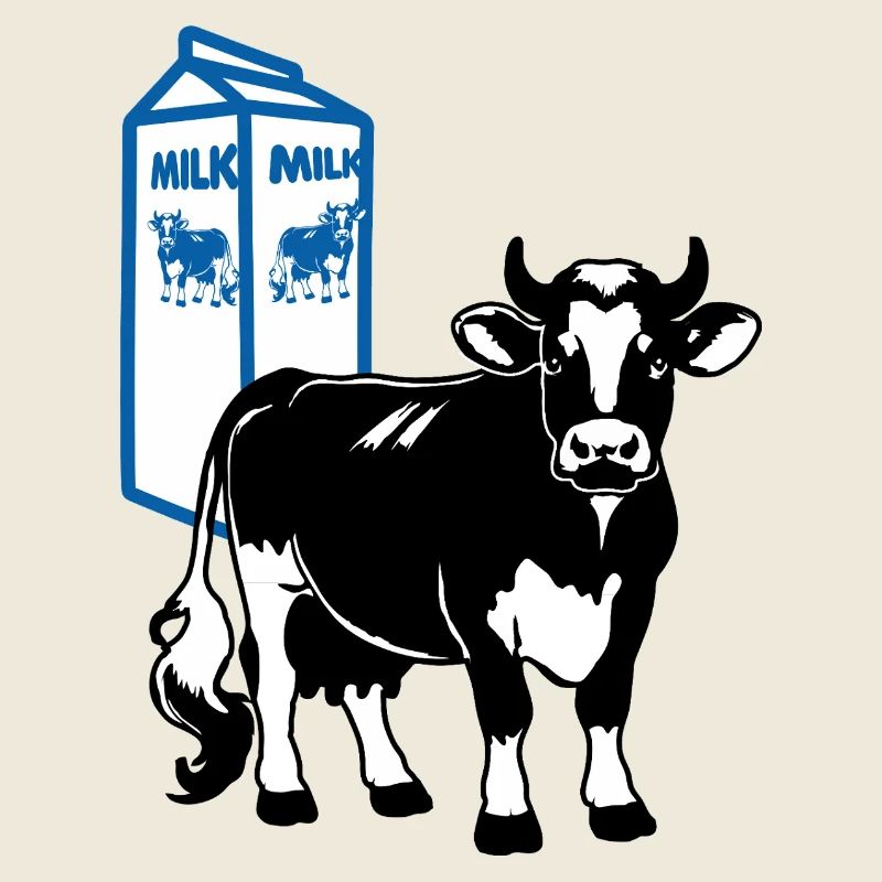 Milchkuh mit Milchkarton Hintergrund