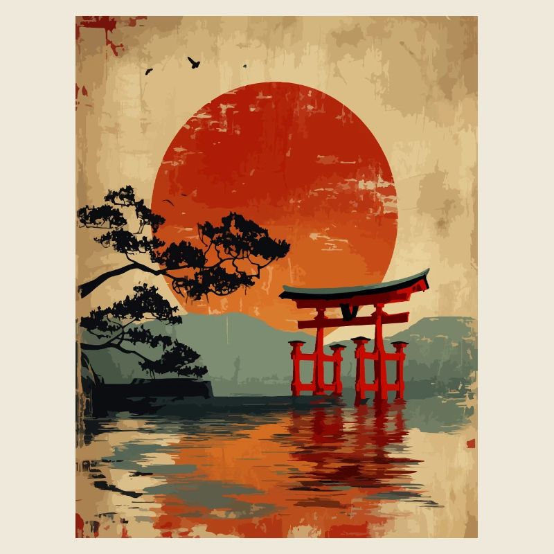 Serene Japanese Sunset Scene