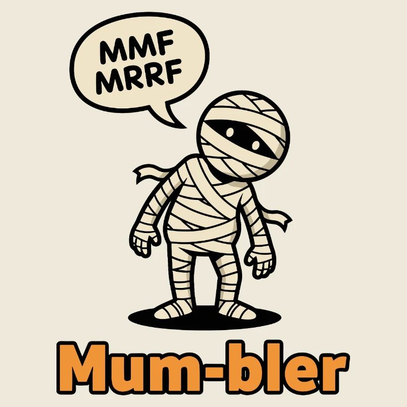 Mumienfigur mit Sprechblase