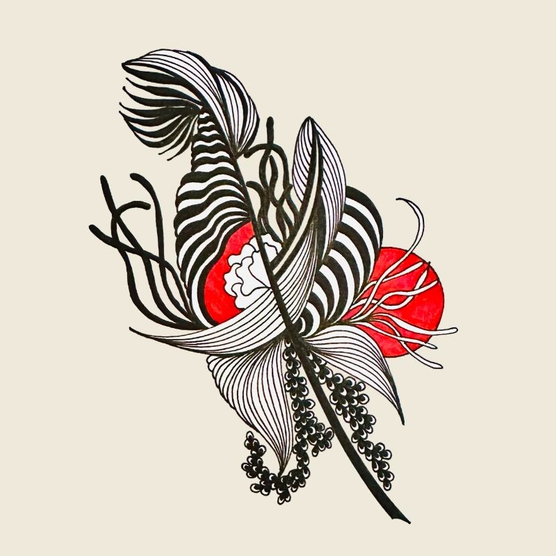 Fleur rayée contrastée