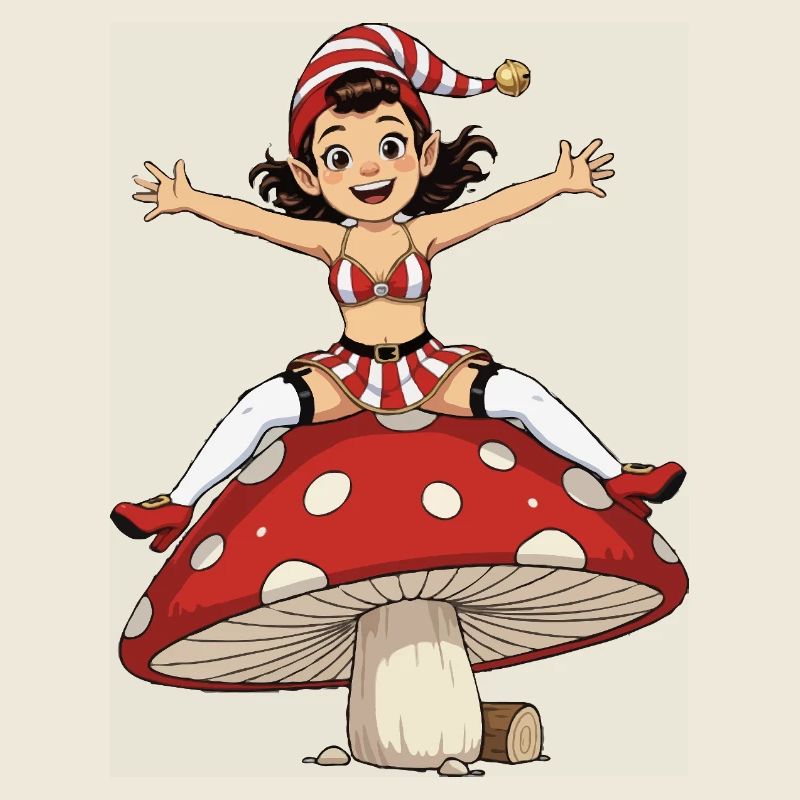 Leprechaun-Mädchen auf Pilz