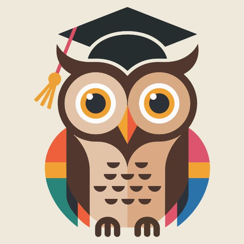 Bunte Abschluss-Eule mit bunten Gefieder