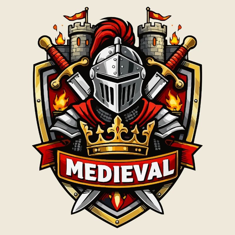 Blason médiéval du chevalier Couronne du château