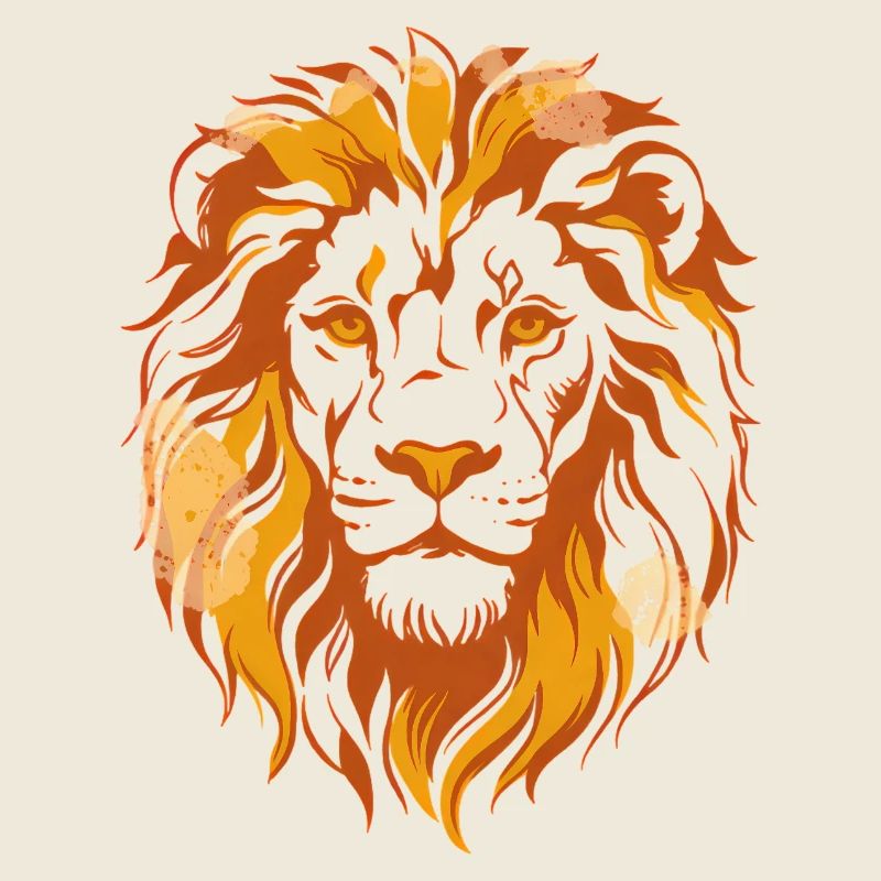 Lion doré flamboyant stylisé
