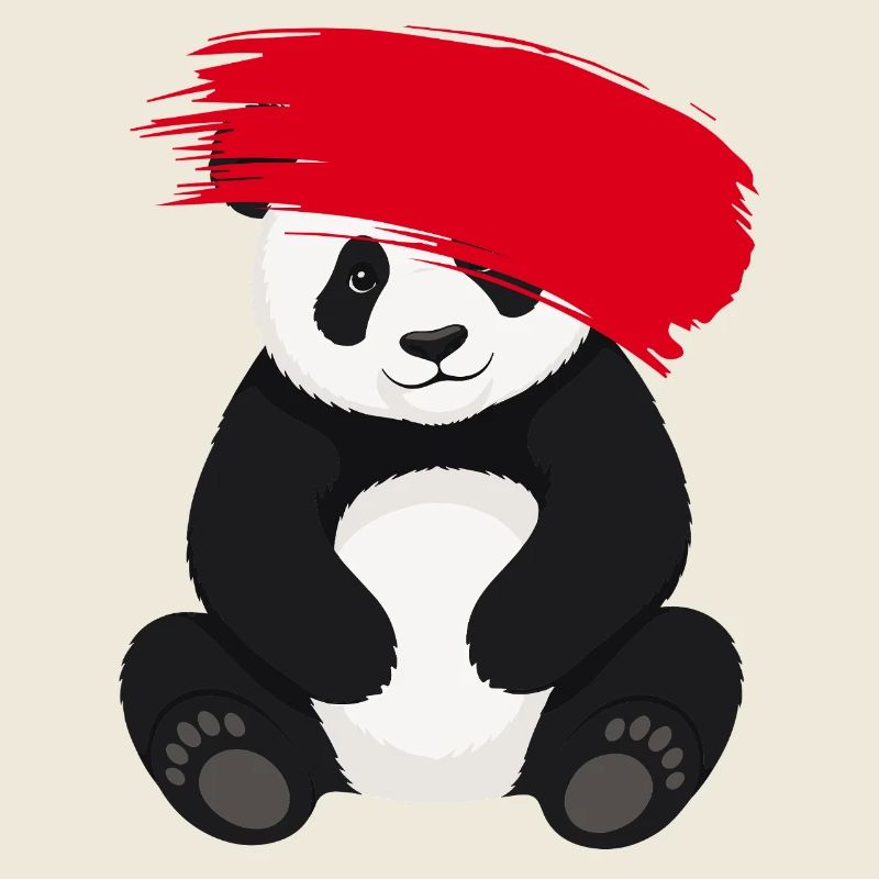 Panda mit roter Farbspur Comic Motiv