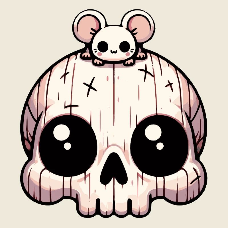 Skull mit Maus auf dem Kopf